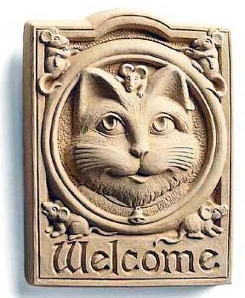 Animals cats and kittens Welcome Cat Wall Plaque Cement outdoor